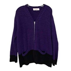 Jones New York Sport Purple Black Zip Front Cardigan Sweater Long Sleeve SZ 1XP